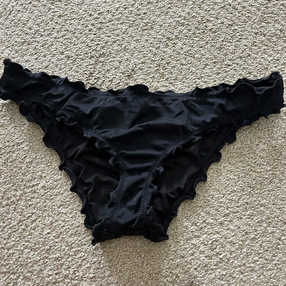 Shade & Shore Black Ruffle Swim Bottoms